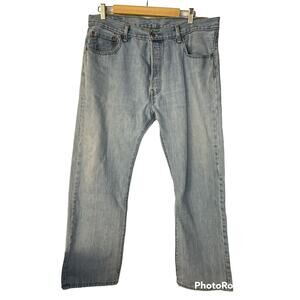 Levis 501 90’s Blue Button Fly Jeans 36x30 Distressed Light Wash Vintage